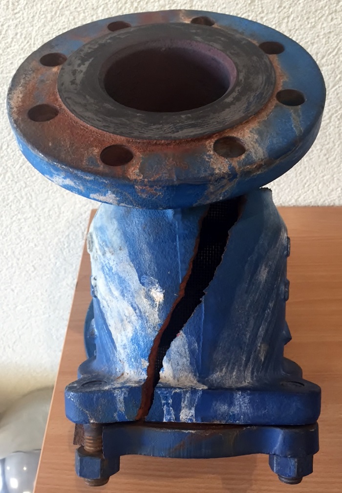 damaged valve by water hammer